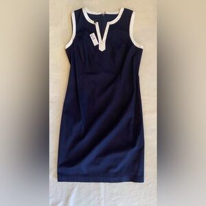 NWT Talbots Navy with White Trim MIDI Dress